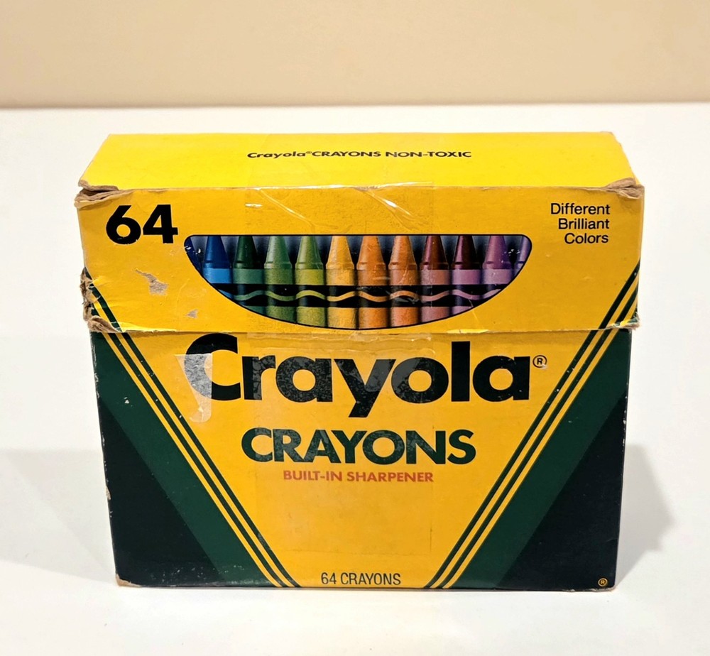 Vintage Crayola 64 Crayons Binney Smith Retired Colors Sharpener Missing 3