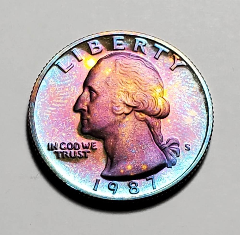 TONED 1987 S WASHINGTON QUARTER PROOF UNC #C1558
