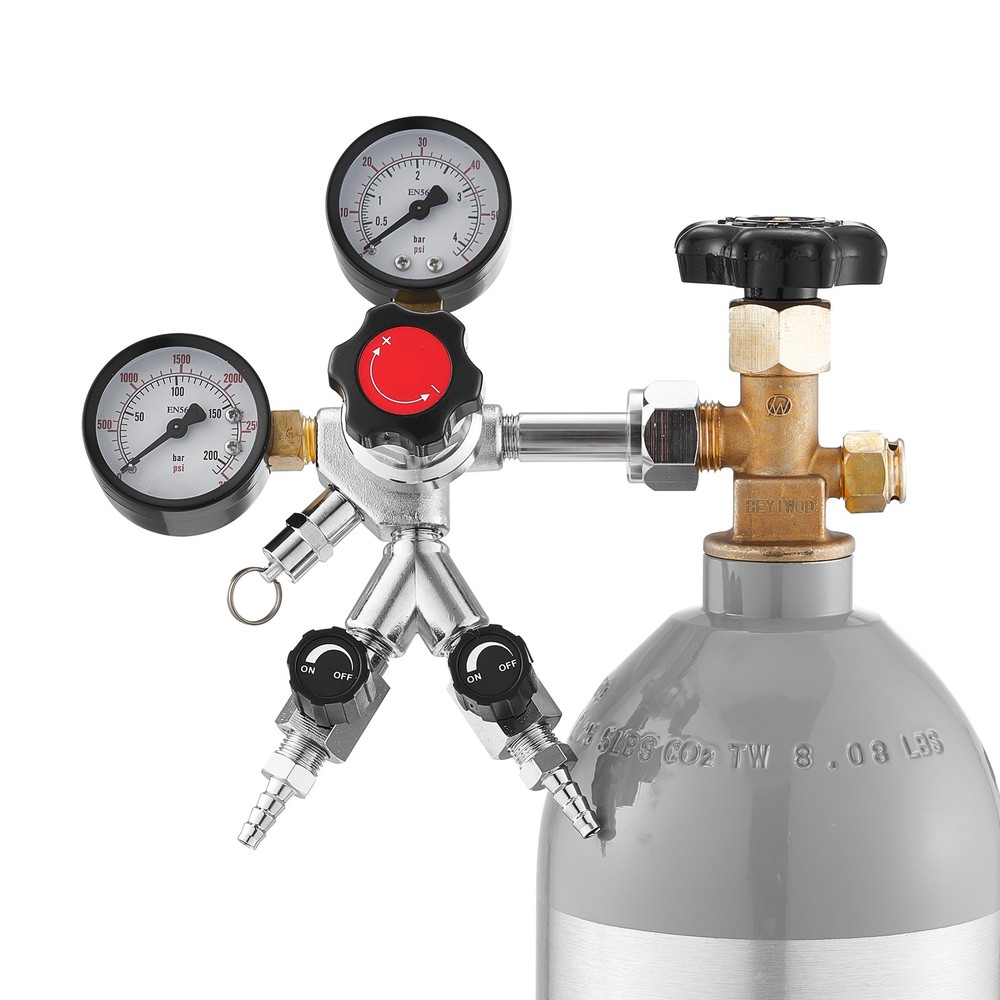 VEVOR Dual Gauge Gas Tank CO2 Regulator for Draft Beer Homebrew Kegerator CGA320