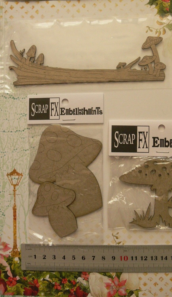 CHIPBOARD DieCut TOADSTOOL, MUSHROOMS, TOADSTOOL LOG - 3 Style Choice Scrap FX G