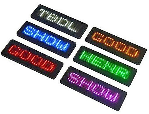 RED LED Digital Scrolling Message Name Tag Badge Bluetooth/PC Programmable NEW!