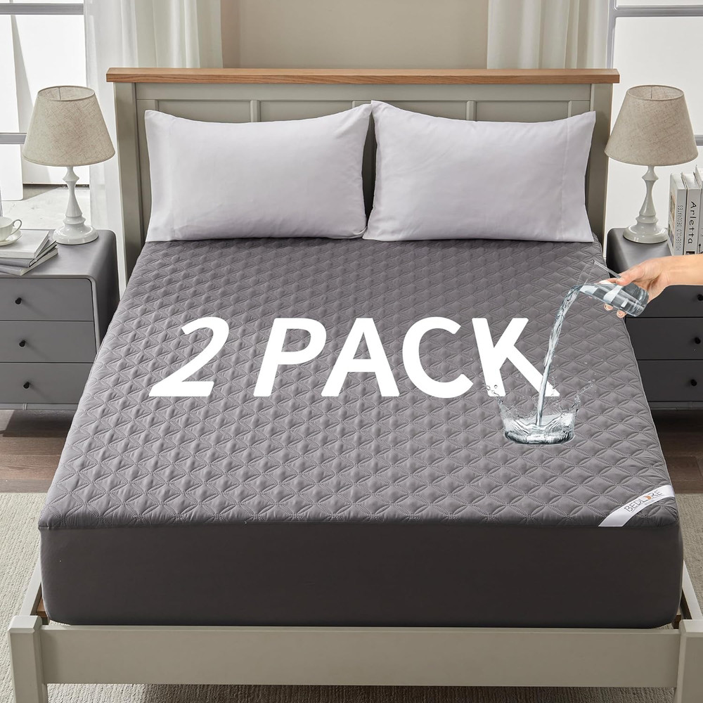 2 Pack Waterproof Mattress Protector, King Size Mattress Pad with Deep Pocket 6"