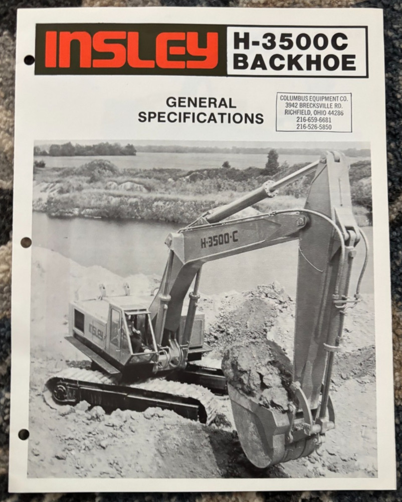 Insley H-3500C Excavator Backhoe Brochure AMIL25