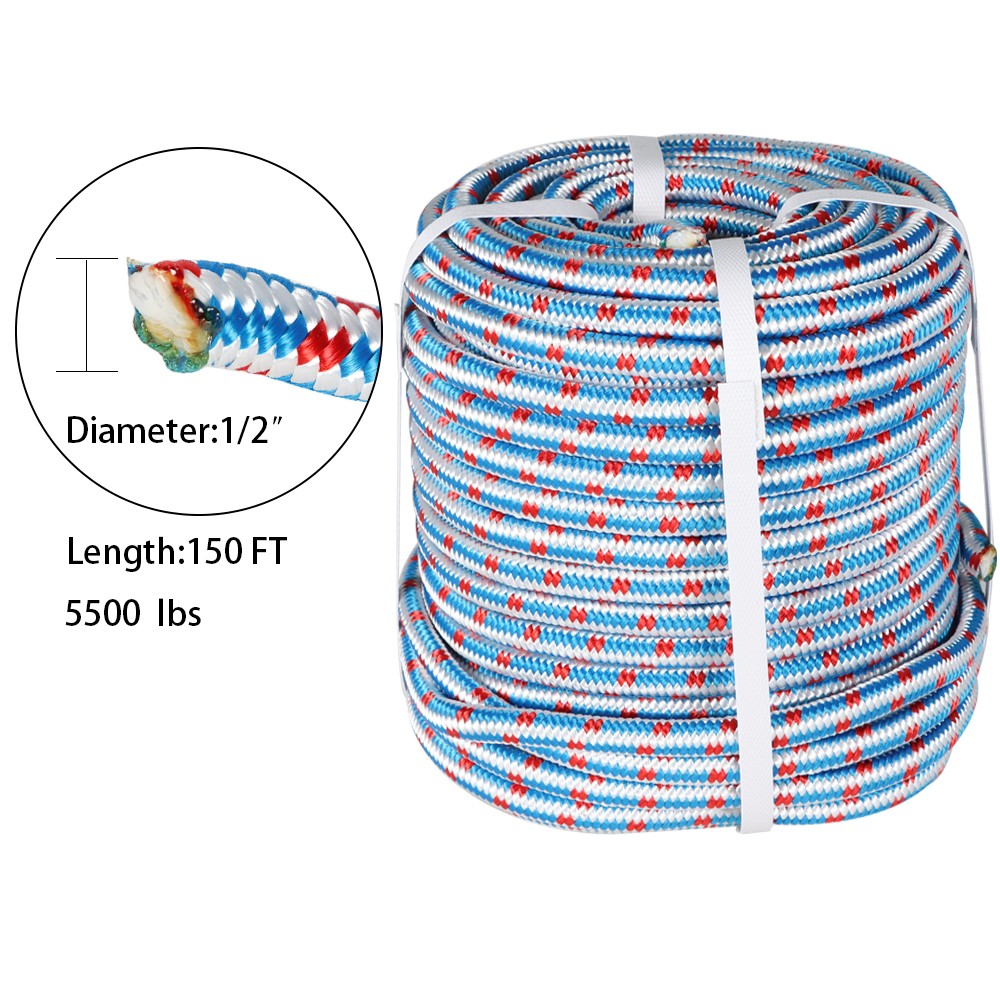 Double Braid Polyester 16 Strand 1/2"×150' Nylon Arborist Tree Rope