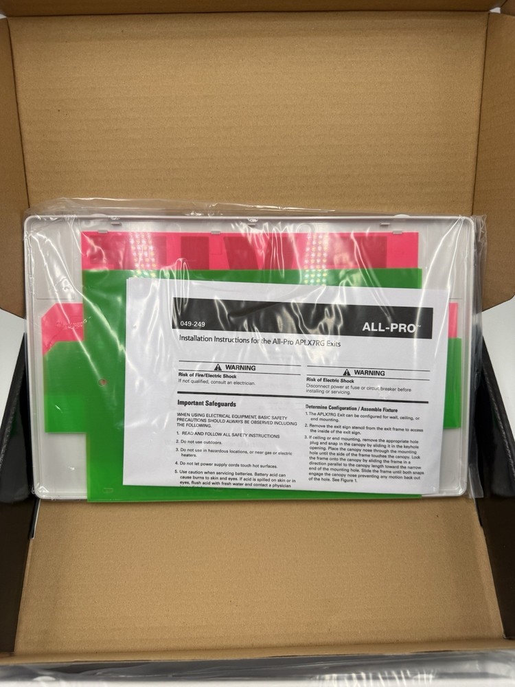 All-Pro EXIT SIGN Red/Green LED Light APLX7RG - NEW