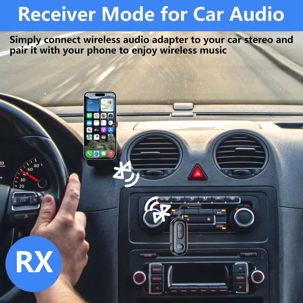 Bluetooth 5.4 Transmitter Receiver - 2-in-1 Bluetooth Wireless Audio Transmitter