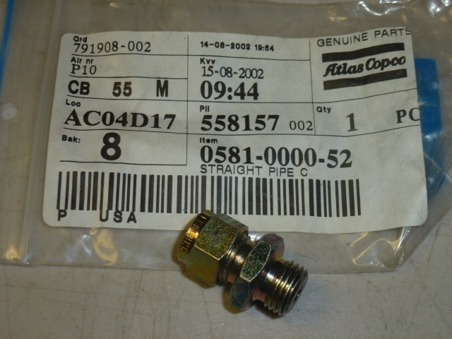 NOS! ATLAS COPCO, COMPRESSION FITTING, ORDER  #791908-002, 1/4" OD