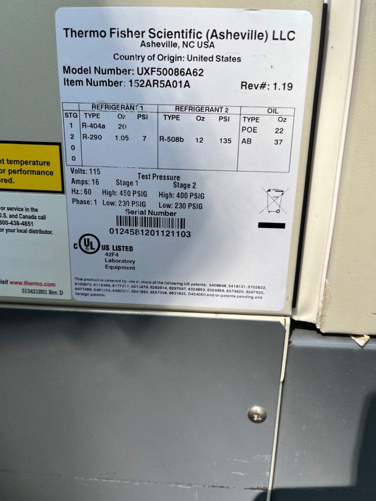 Thermo Scientific Revco UXF Freezer