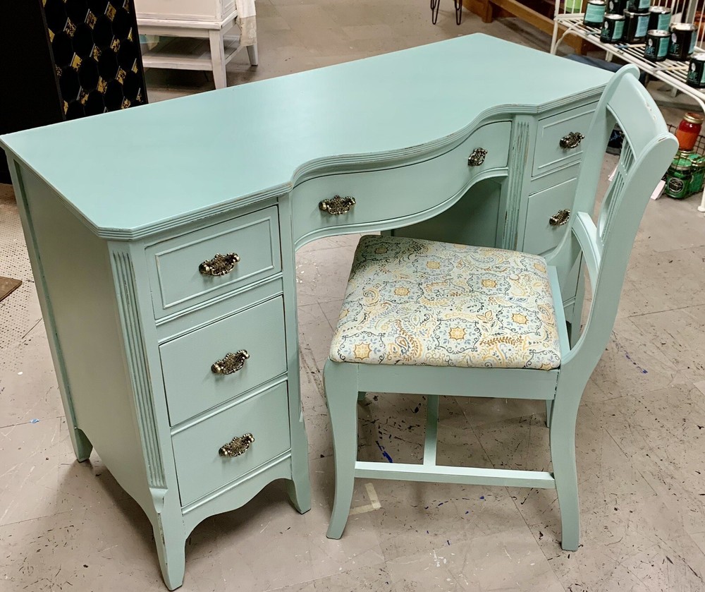 Vintage Refurbished Desk And Chair