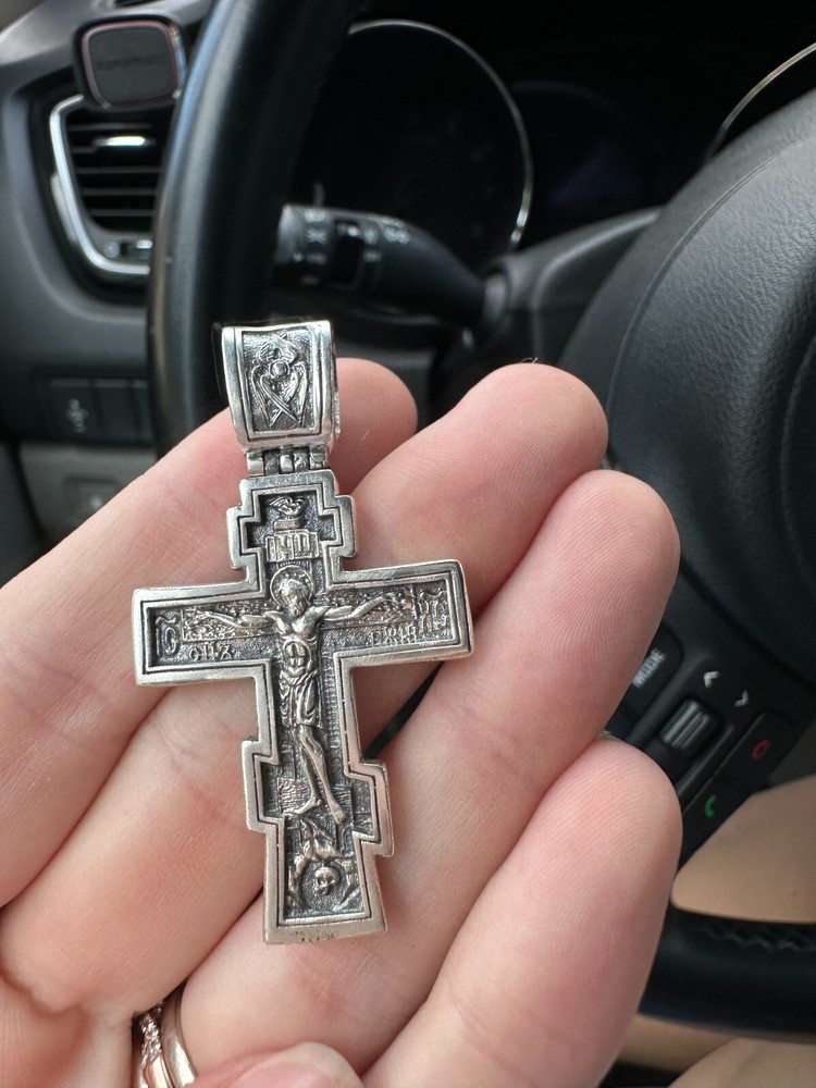 BIG Authentic Orthodox Solid Silver 925 Cross Jesus Crucifix