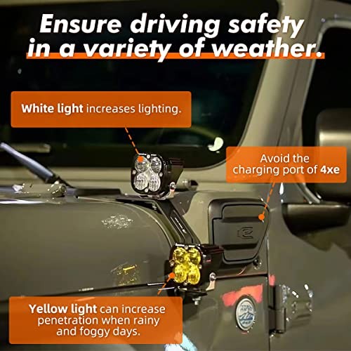 Dual A-Pillar Light Mounting - Windshield LED Light Brackets for Off Black-A