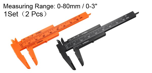 Vernier Caliper 80mm 3" Metric Mini Double Scale Plastic Ruler Measuring Tool