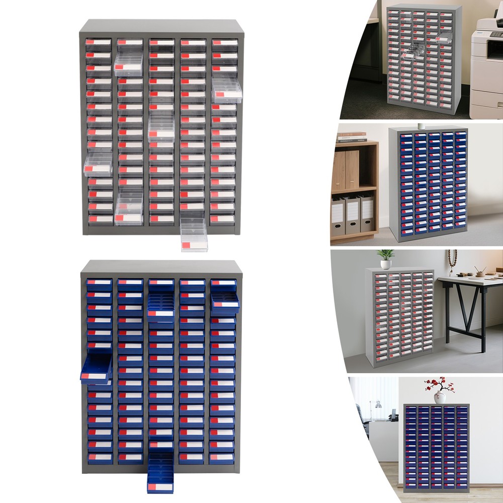 Grey, Clear/Grey, Blue 75-drawer Tool Cabinet Bolt And Nut Tool Storage Box