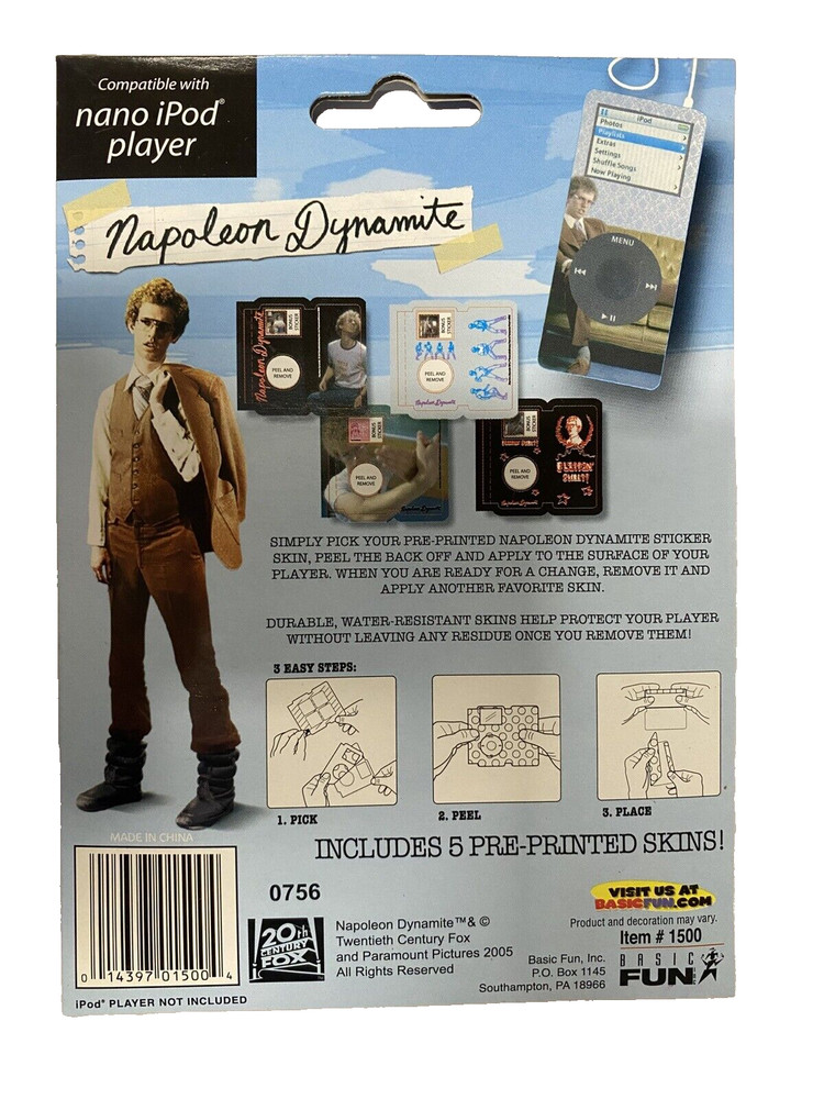 NAPOLEAN DYNAMITE Nano iPOD removable iPod Sticker Covers Skins 5 Pack
