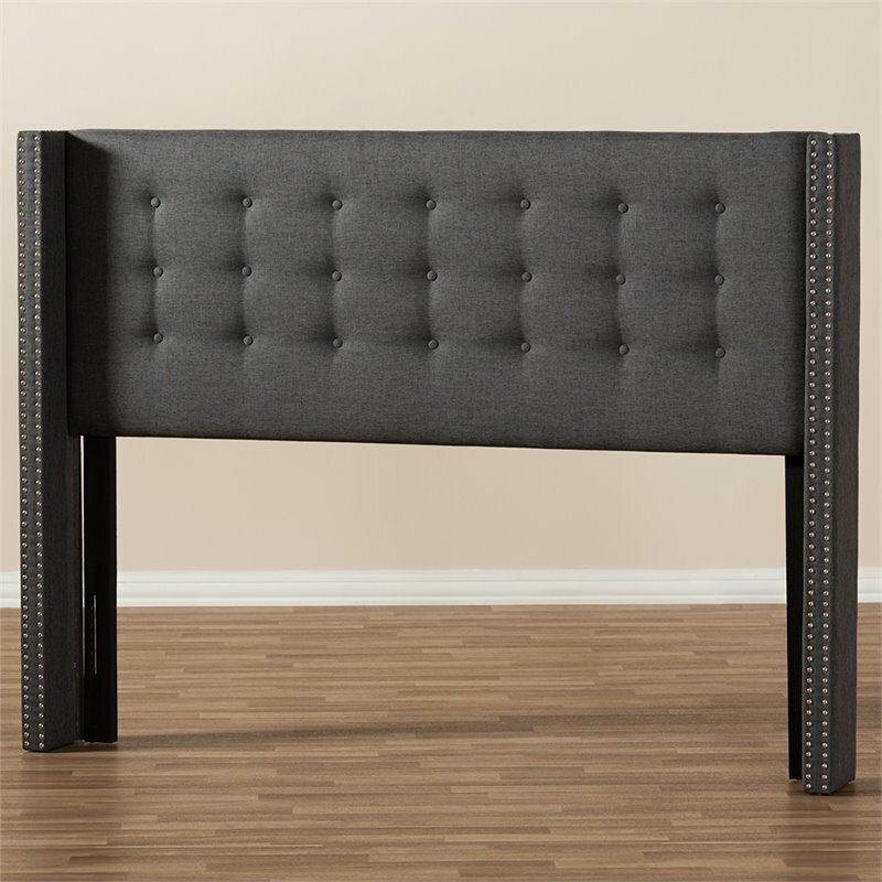 Baxton Studio Ginaro Queen Winged Panel Headboard in Dark Gray