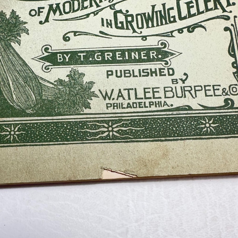 1909 W. Atlee Burpee Celery for Profit Modern Methods for Growing Celery Guide