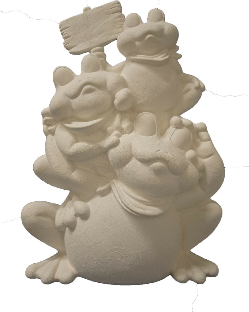 Frog Stack 13.5" Ceramic Bisque, Ready to Paint