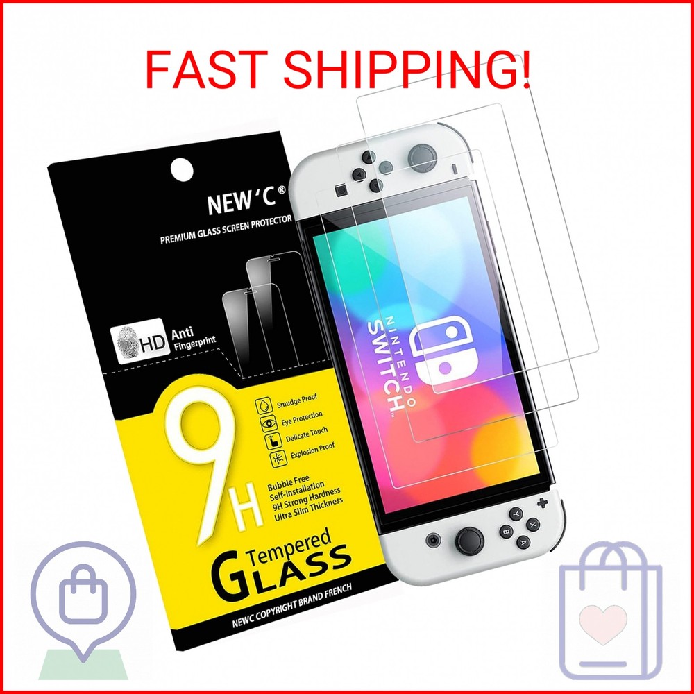 NEW'C 3 Pack Designed for Nintendo Switch (Model OLED) Screen Protector Tempered