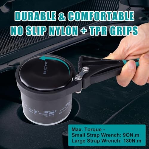 Strap Wrench Set with 8 Silicone cable ties - 2 Pack (4" & 6") for Adjustable
