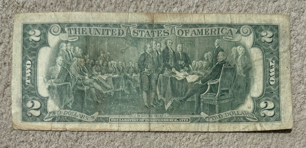 1976 $2 Two Dollar Bill Federal Reserve Note ( Seal Error )