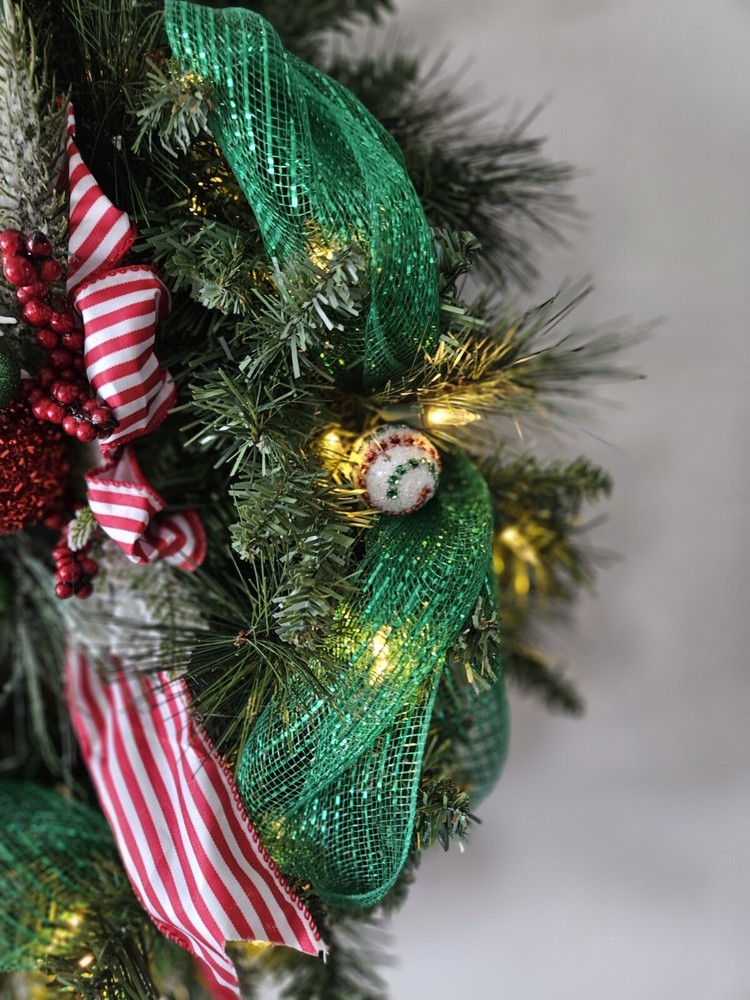 Christmas Wreath Pre-Lit Red, Green, & White