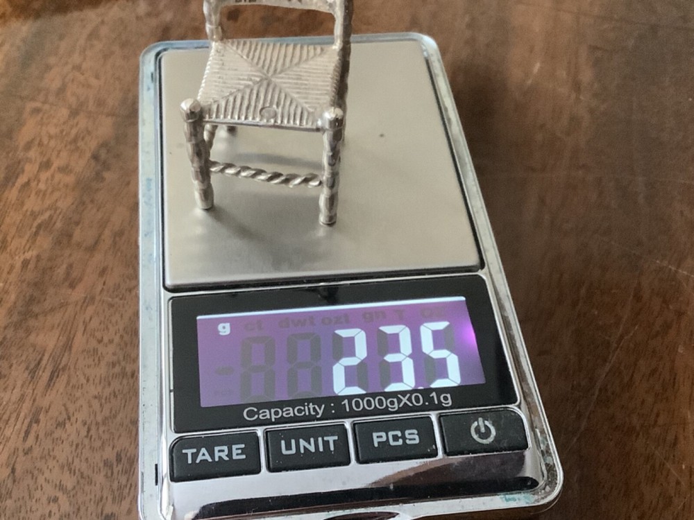 ANTIQUE NOVELTY SILVER MINIATURE CHAIRS