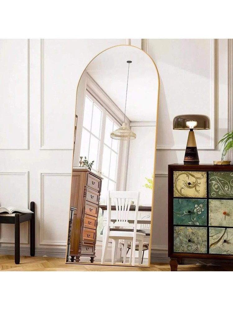 Arched Full Length Mirror, Standing Or Leaning Full Body Mirror With