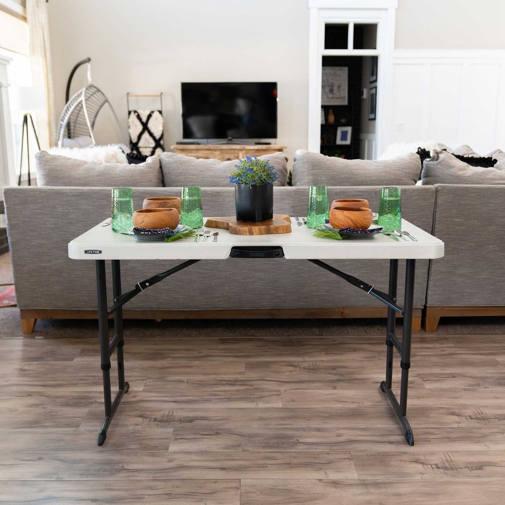 Adjustable 4Foot Folding Table for Commercial Use Almond Color