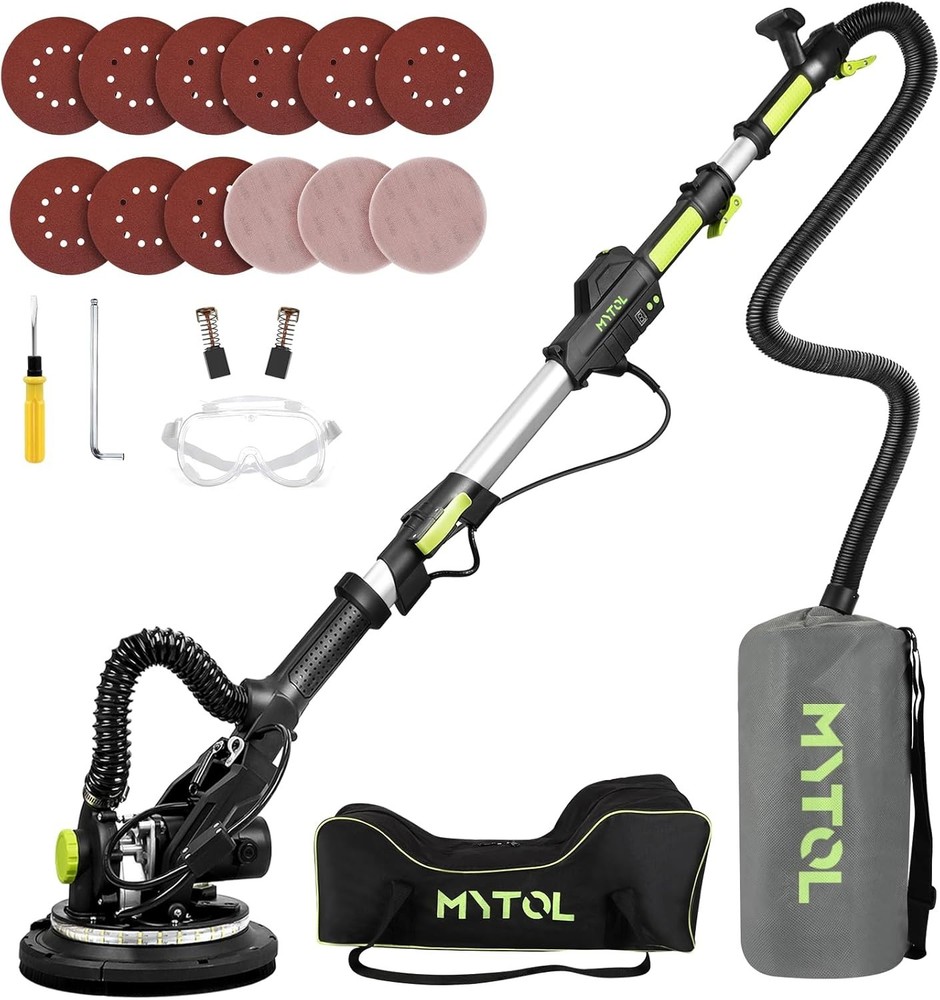 Versatile Corded 7.2A Drywall Sander with Powerful Vacuum & Extendable Handle