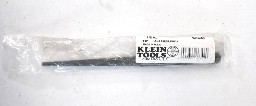 Klein Tools 3/16" Long Taper Punch Drift Tool 66342 Black Oxide Finish Unit