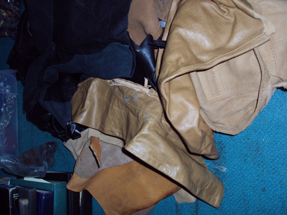 Leather Pieces, Mixed Colors, Sizes and Styles, Assorted Styles, Size, Textures