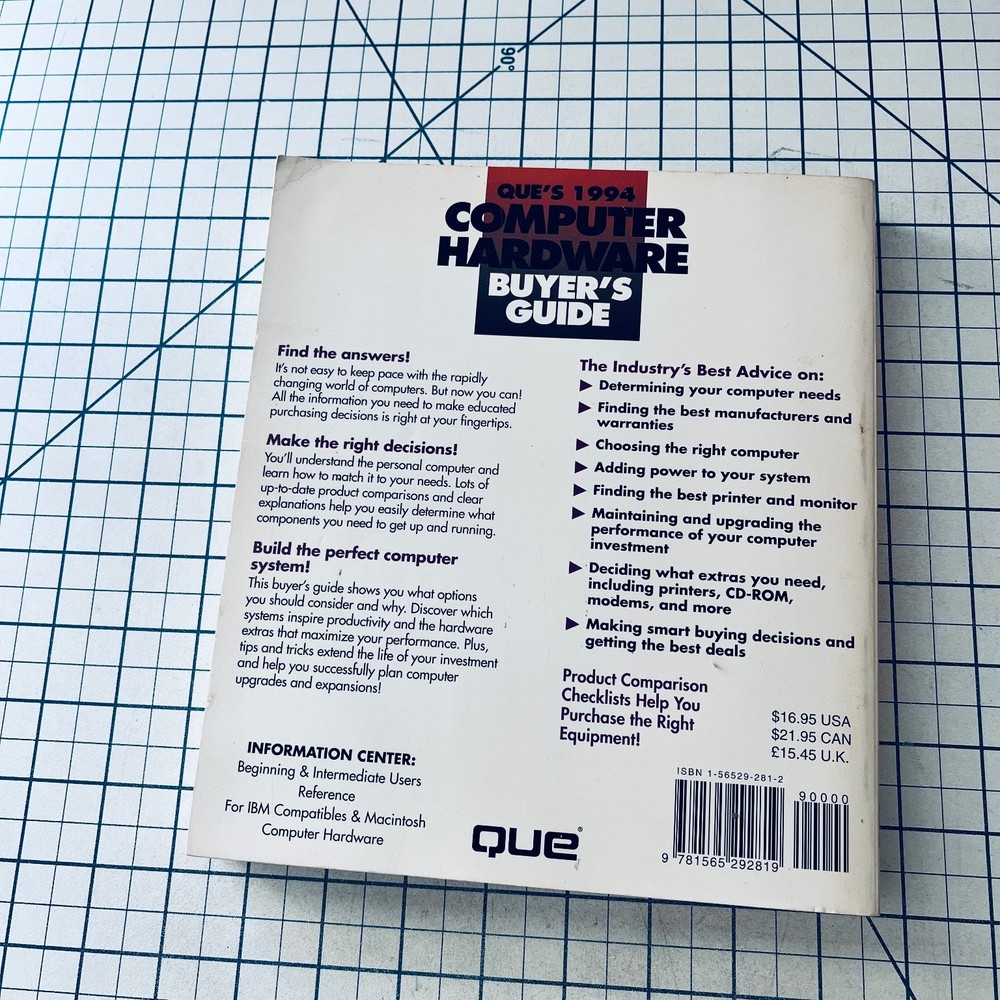 Que's 1994 Computer Hardware Buyer's Guide Book IBM Mac Vintage PC Computing