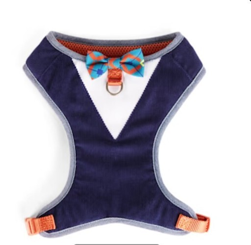 NWT Youly Bow Tie Pet Harness Navy Wht Orange, Medium