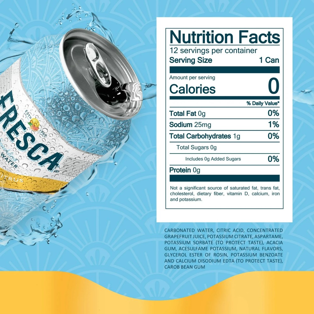 Fresca grapefruit citrus Soda Pop, 12 fl oz, 12 Pack Cans.....