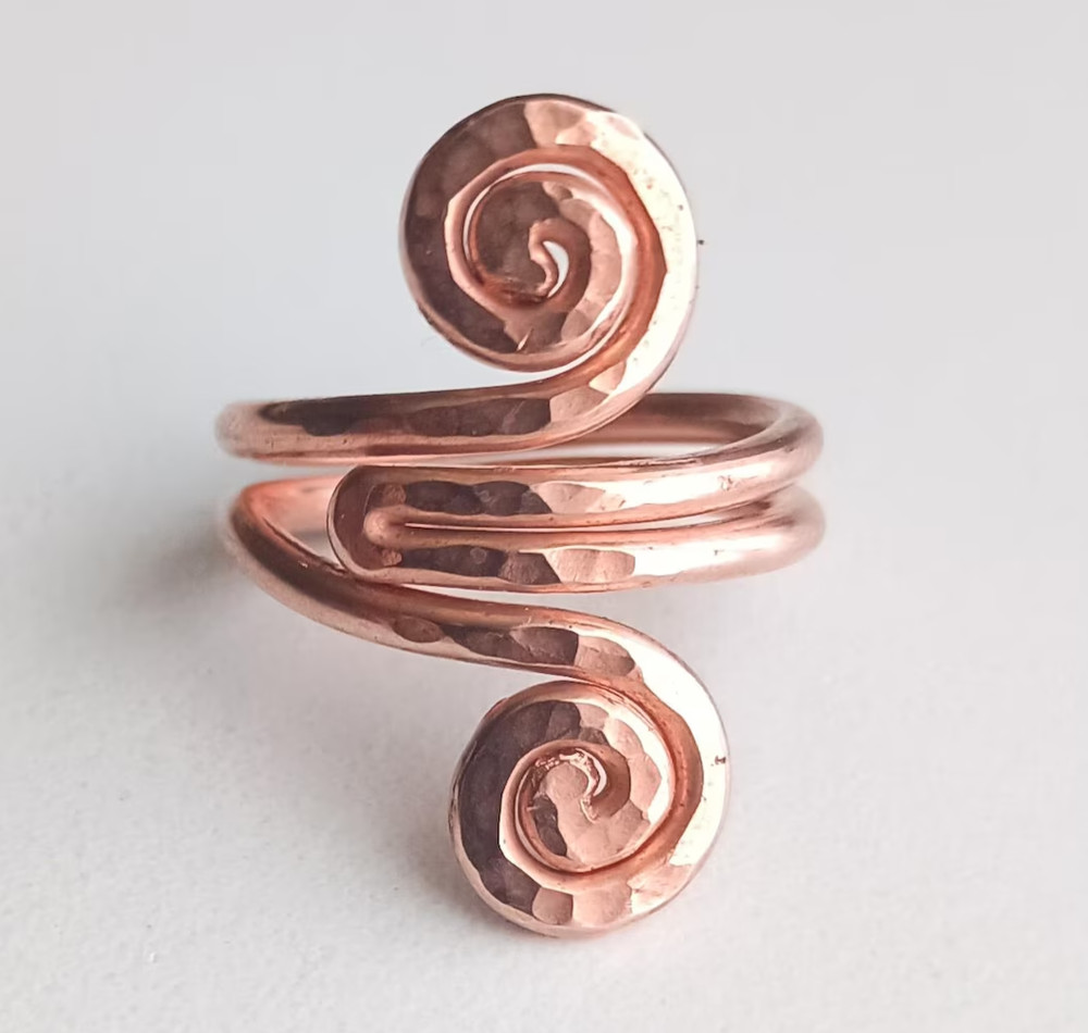 Solid Copper Minimalist Healing Handmade Unisex Ring, Spiral