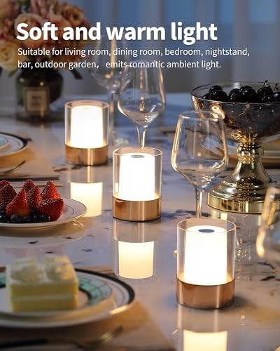 4" Mini Dining Table Light 2 Pack for Buffet Restaurant, Gold-2 (PE Plastic)
