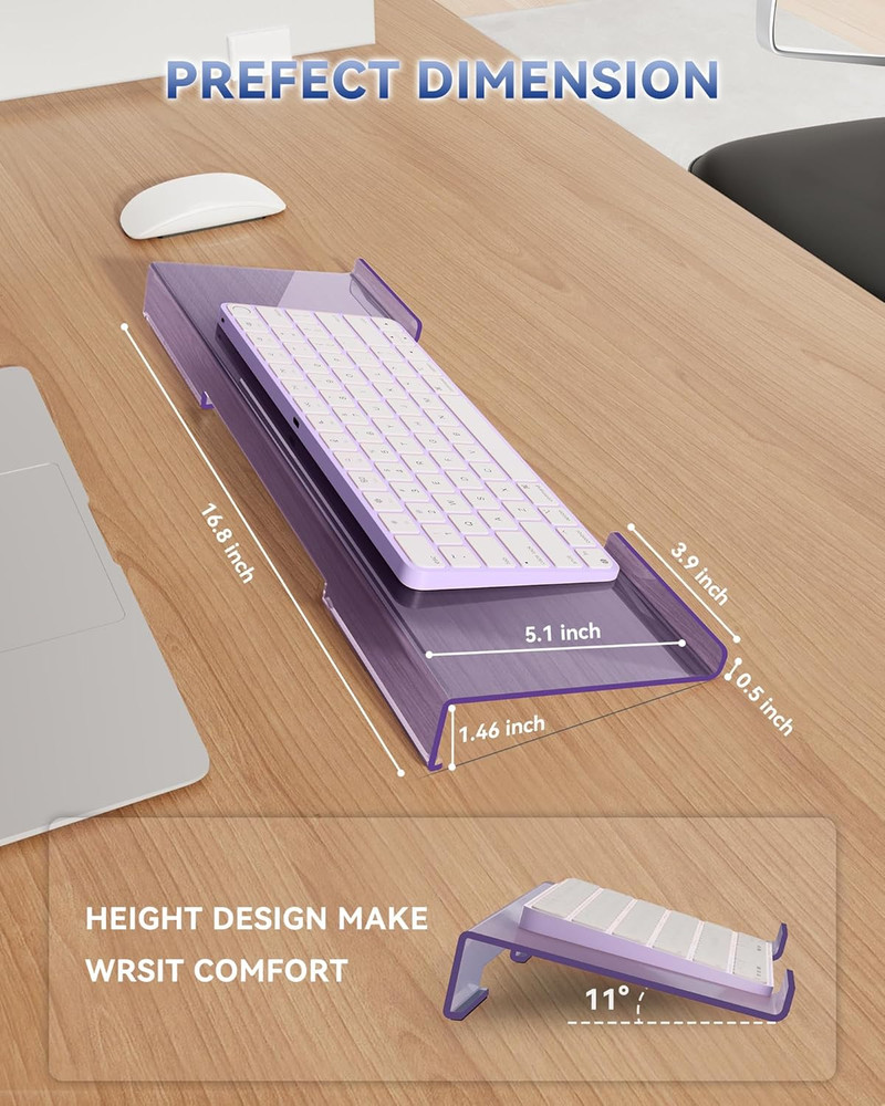 Ergonomic Computer Keyboard Stand for Desktop (Clear Purple), Acrylic Keyboard T