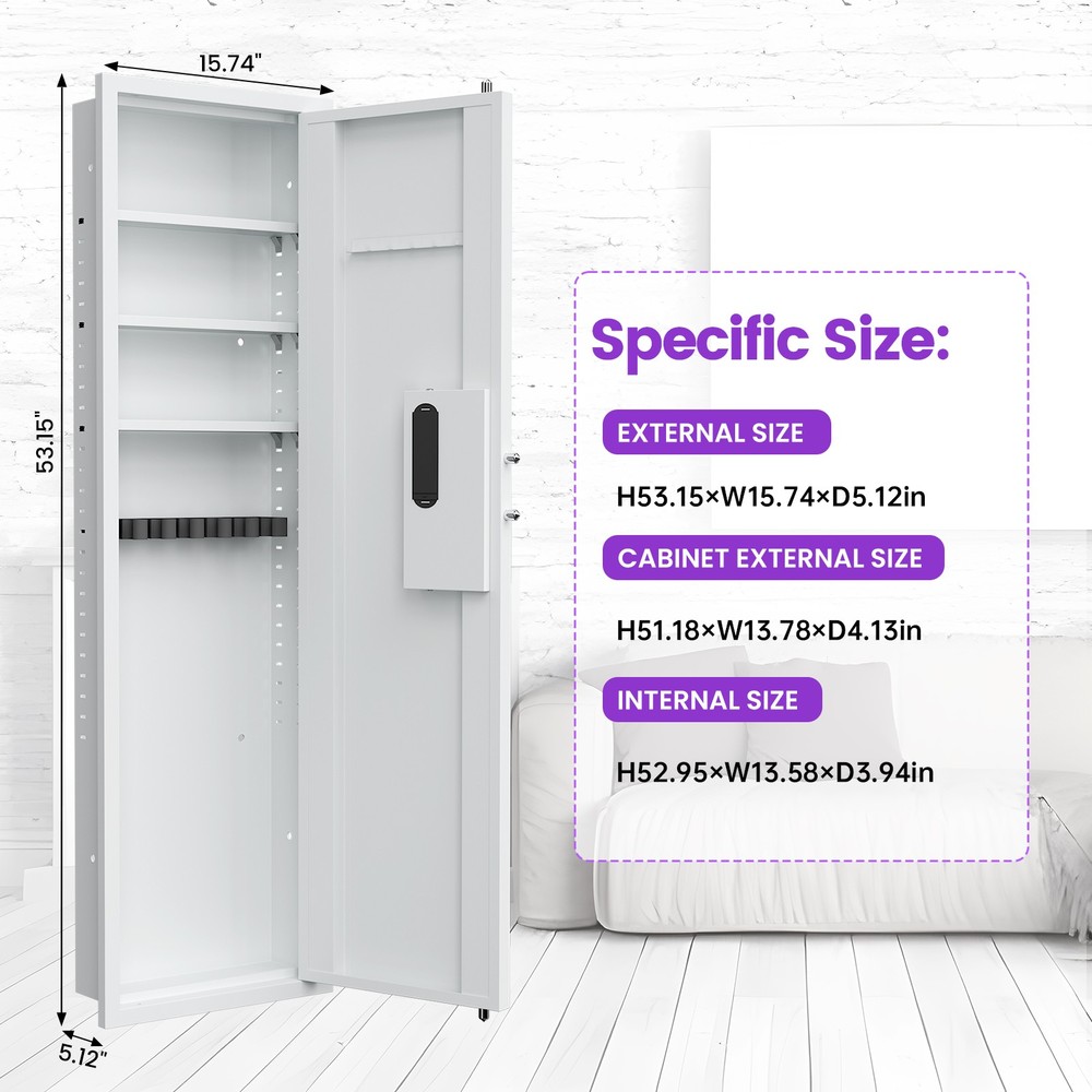 53.15" Wall Safe Between the Studs, Hidden Safe with Dual Alarm System (Digital)
