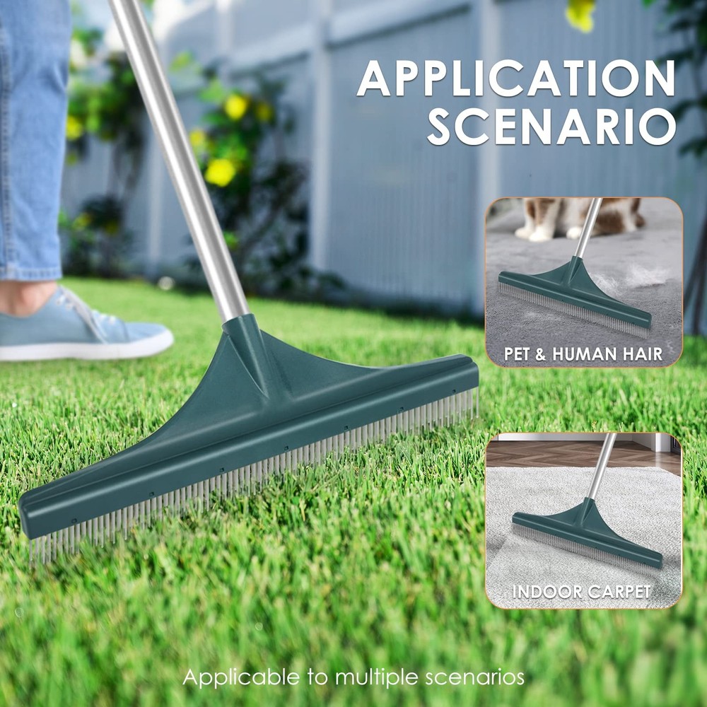 ORIENTOOLS Artificial Turf Rake, 51" Foldable Artificial Grass Rake with Adju...