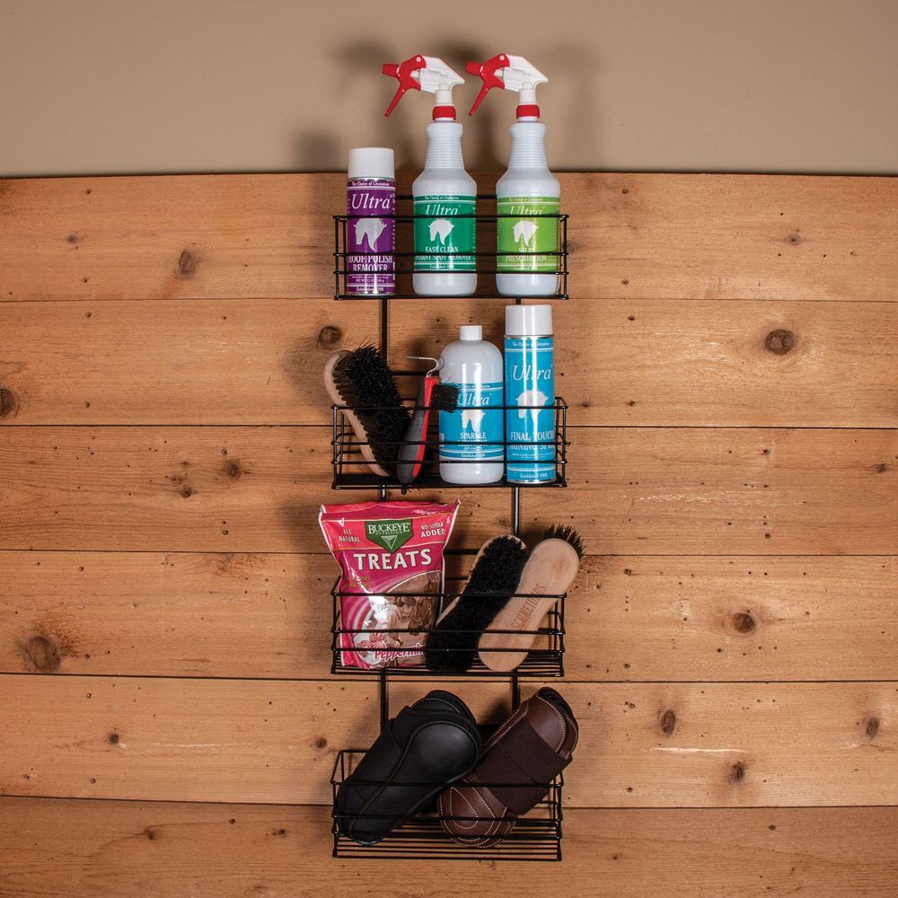 Easy-Up Mini Basket Groom Room Rack | Includes 4 Baskets | 2" Stall Board
