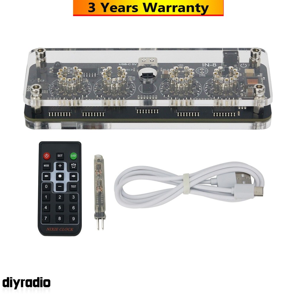 IN-8 4-Digit Nixie Tube Clock Desktop Clock Advance + Backlight Remote Control