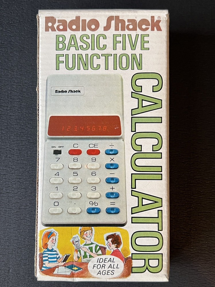 Vintage Radio Shack Calculator Basic 5 Function w Box EC-221 Working Please Read