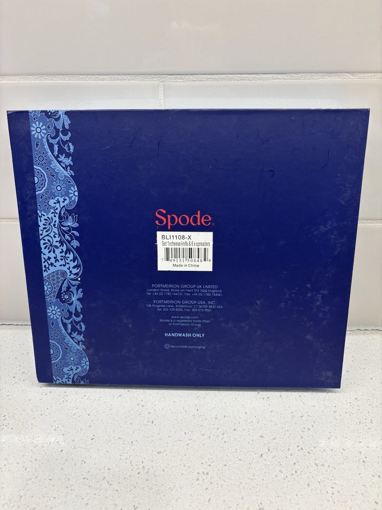 Spode Blue Italian Cheese Knife Set New In Box