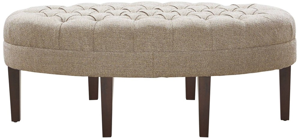 Chase Linen Fabric Tufted Surfboard Ottoman