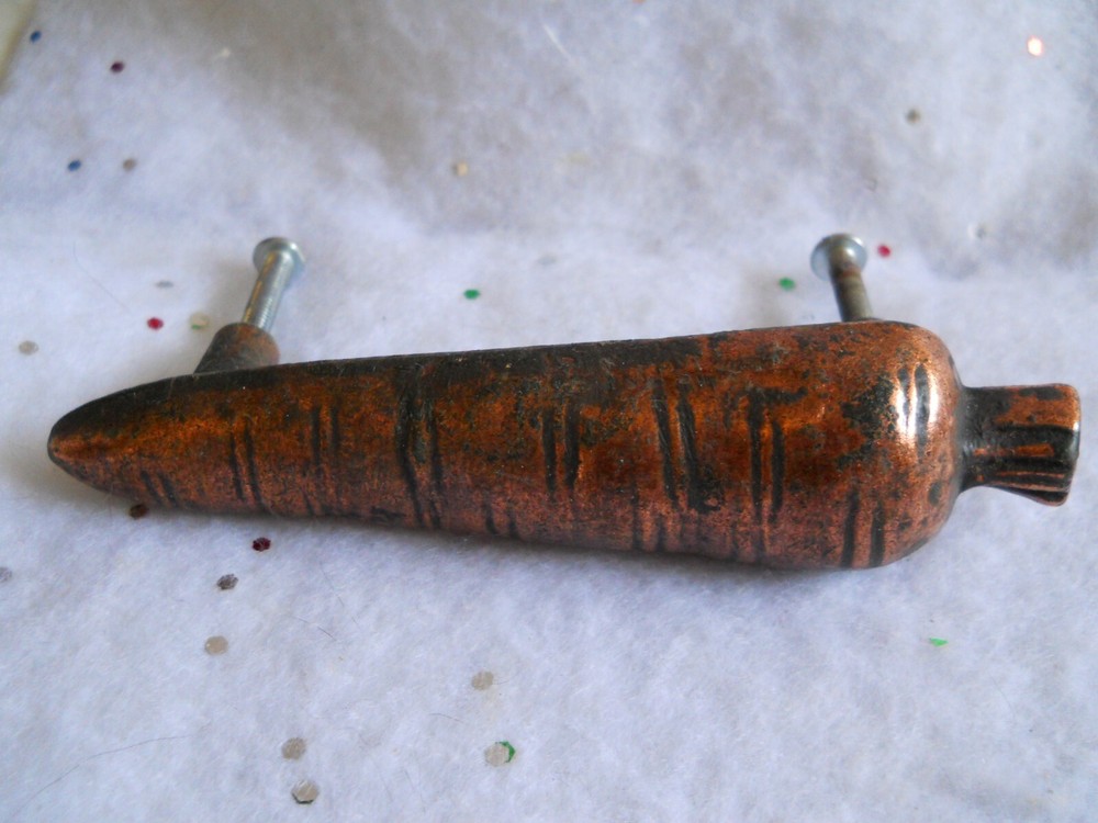 Copper CABINET DRAWER PULLS Knobs Ajax Kitchen 3" Corn Carrot Pea Banana Apple