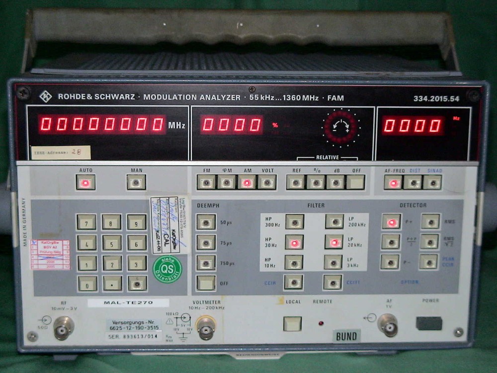 R&S Modulation Analyzer 55kHz-1360Mhz FAM Interference Modulation Frequency Distortion Ps