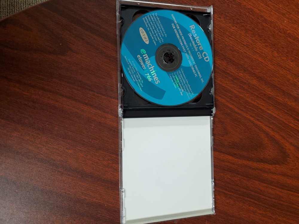 eMachines Etower 766 Restore CD Version 1.1 Complete 2 Disc Set