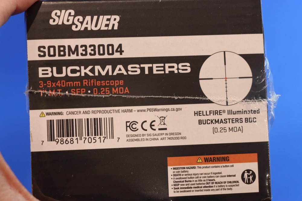 Sig Sauer BUCKMASTERS Model 3-9X40MM Scope HELLFIRE ILLUMINATED BDC Reticle NEW