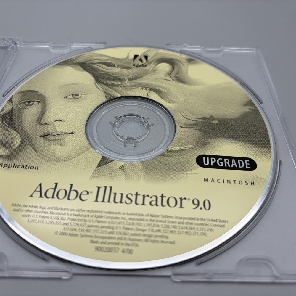 Vintage Adobe Illustrator 9.0 Macintosh Upgrade Application CD-ROM Mac Software