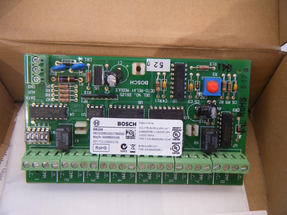 New Bosch D8129 Security System Control Board Octo-Relay